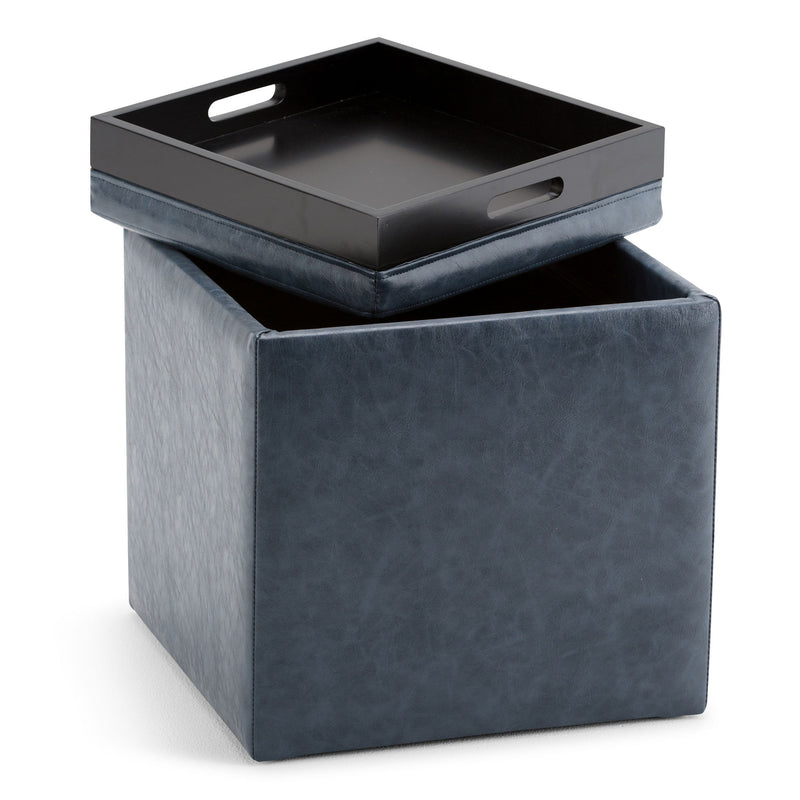 Rockwood - Upholstered Cube Storage Ottoman With Tray - R&R Furniture Gallery (Fountain Valley, CA)