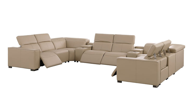 1208 - 10 Piece U Shaped Leather Sectional With 4 Power Recliners & Power Headrest