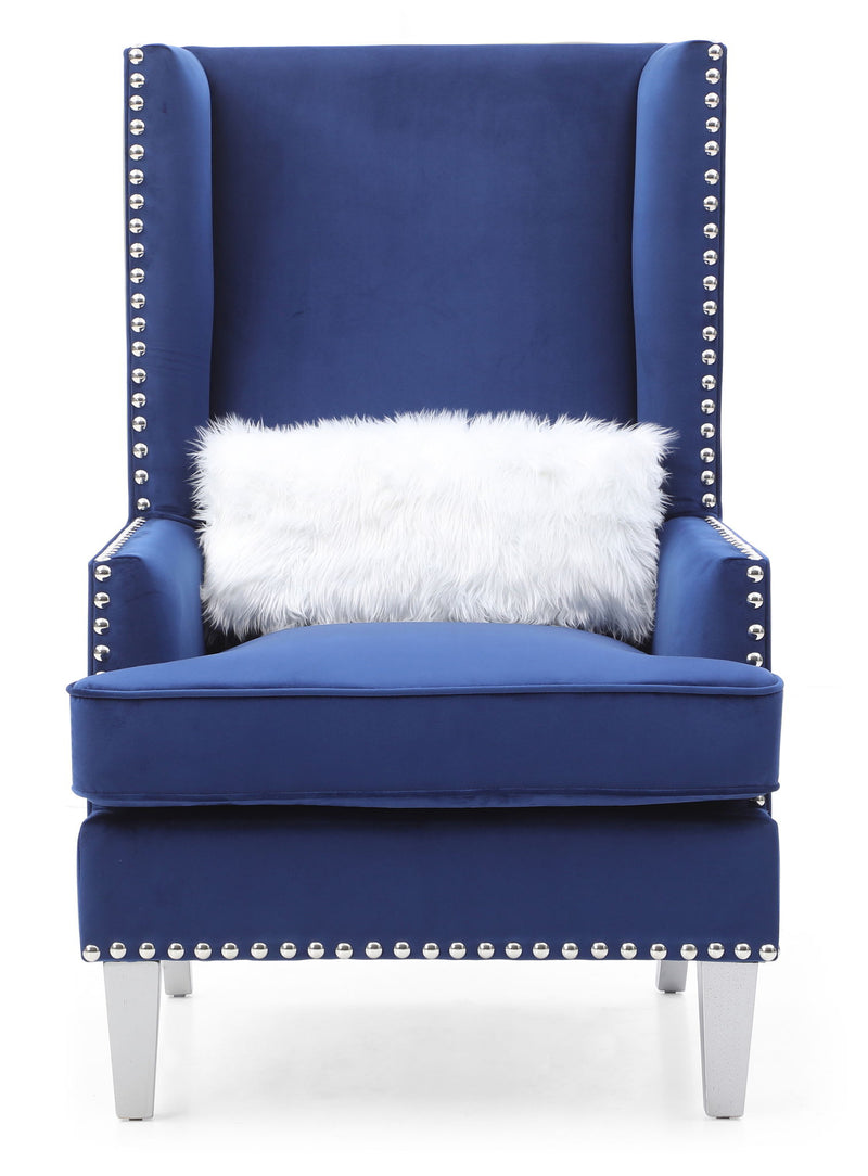 Elegant traditional arm chair by Glory Furniture with ornate wooden arms and plush upholstery, ideal for classic living room decor.