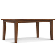 Simpli-Home Eastwood handcrafted dining table with wooden finish and sturdy legs, ideal for modern dining rooms.