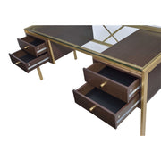 Yumia - Writing Desk - Gold & Walnut - R&R Furniture Gallery (Fountain Valley, CA)