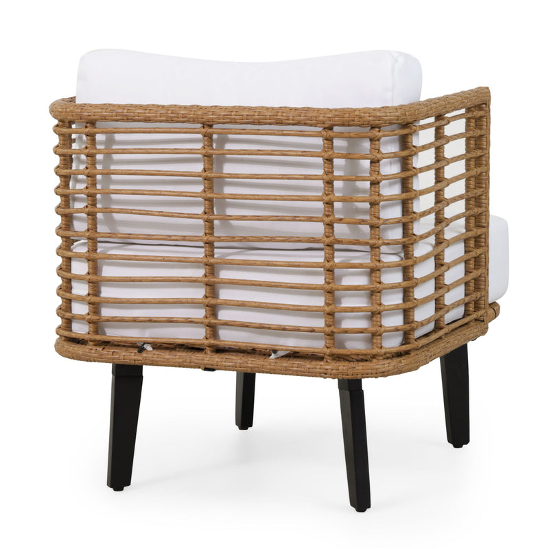 Outdoor Wicker Club Chair With Water Resistant Cushion - Brown - R&R Furniture Gallery (Fountain Valley, CA)