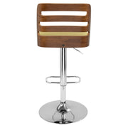 Lumi Source Trevi mid-century modern adjustable barstool with swivel seat and wooden legs, 28-30 inch height.