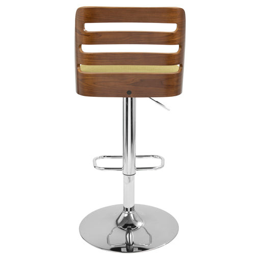 Lumi Source Trevi mid-century modern adjustable barstool with swivel seat and wooden legs, 28-30 inch height.