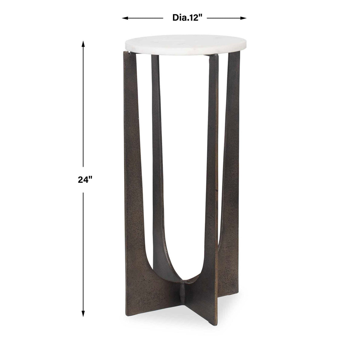 Accent Table - Brass Bronze / White