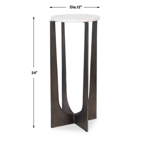 Accent Table - Brass Bronze / White