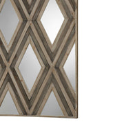Uttermost Tahira geometric argyle pattern wall mirror with light brown frame, showcasing a stylish and modern design.