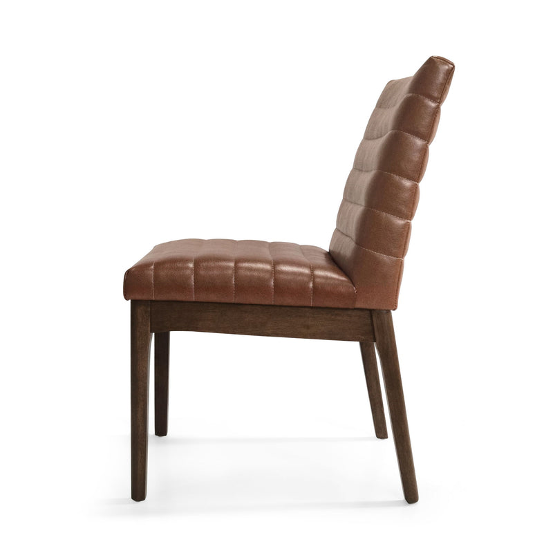 Set of two upholstered Noble House dining chairs with black rubber legs, featuring cushioned seats and modern design.