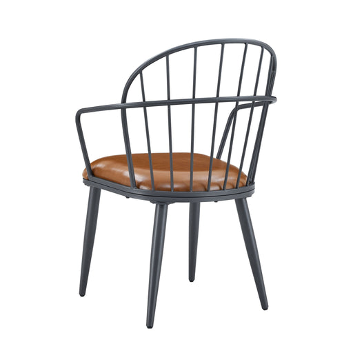 Industrial Inspired Upholstered Dining Chair Set With Metal Legs (Set of 2) - Brown - R&R Furniture Gallery (Fountain Valley, CA)