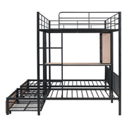Triple Bunk Bed With Drawers, Multi-Functional Frame With Desks And Shelves In The Middle - R&R Furniture Gallery (Fountain Valley, CA)