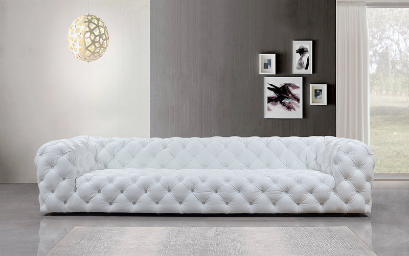 Dexter Transitional White Full Italian Leather Sofa — view 2