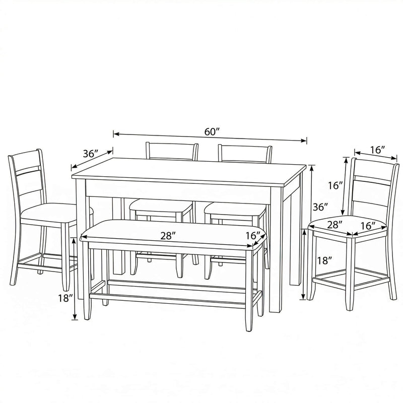 6 Piece Gathering Dining Set - R&R Furniture Gallery (Fountain Valley, CA)