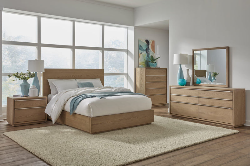 One Coastal Modern Two Drawer USB-Charging Nightstand in Bisque