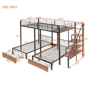 Full Over Twin-Twin Triple Bunk Bed With Drawers And Staircase - Black - R&R Furniture Gallery (Fountain Valley, CA)