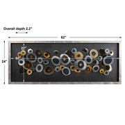 Silver shadow box wall decor discs by Uttermost, featuring layered metallic circles for modern home interior decoration.
