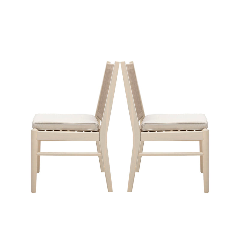 Cordoba - Dining Chair (Set of 2) With Acacia Wood Frame And Water Repellent Fabric - Beige / Yellow - R&R Furniture Gallery (Fountain Valley, CA)