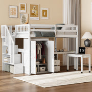 Loft Bed With Stairs, Bookshelf, Drawers, Desk & Wardrobe, Space Saving Multifunctional Furniture - R&R Furniture Gallery (Fountain Valley, CA)