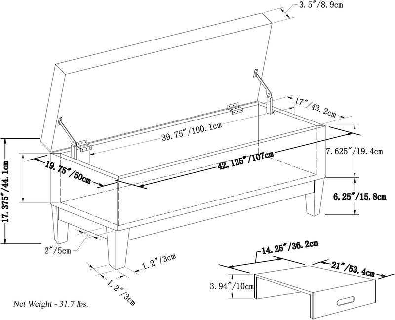 Oregon - Contemporary Storage Ottoman Bench With Tray - R&R Furniture Gallery (Fountain Valley, CA)