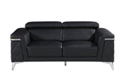 1140 - Top Grain Italian Leather Living Room Set - Black - R&R Furniture Gallery (Fountain Valley, CA)