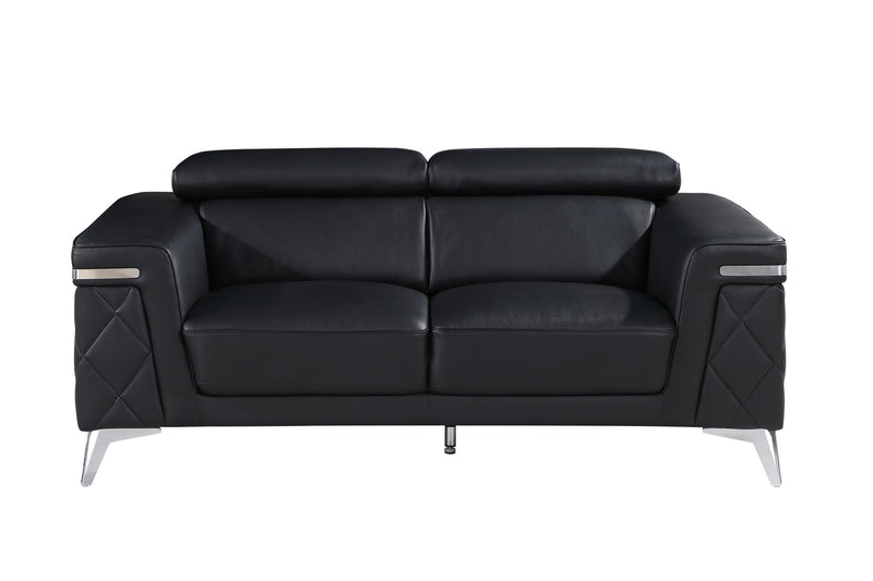 1140 - Top Grain Italian Leather Living Room Set - Black - R&R Furniture Gallery (Fountain Valley, CA)
