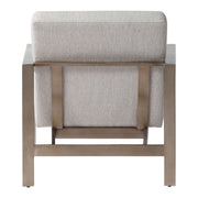 Contemporary beige accent arm chair by Uttermost with sleek design and plush cushioning, perfect for modern living spaces.