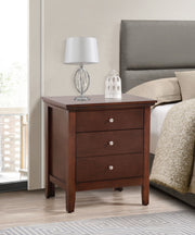 Glory Furniture Hammond cappuccino accent nightstand with three drawers, wooden finish, and modern design.