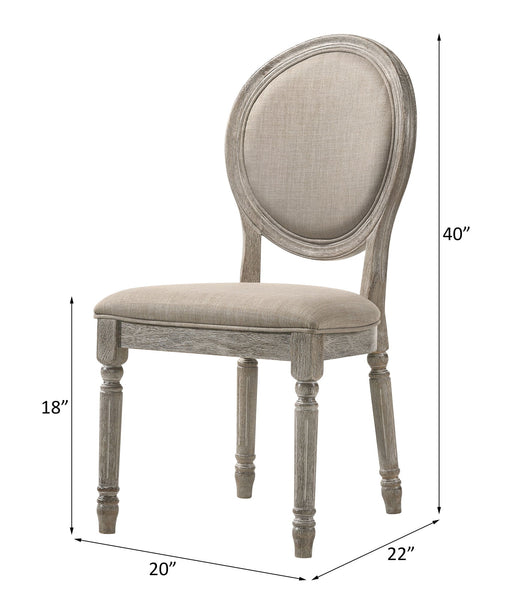 Faustine - Side Chair (Set of 2) - Tan Fabric & Salvaged Light Oak - R&R Furniture Gallery (Fountain Valley, CA)