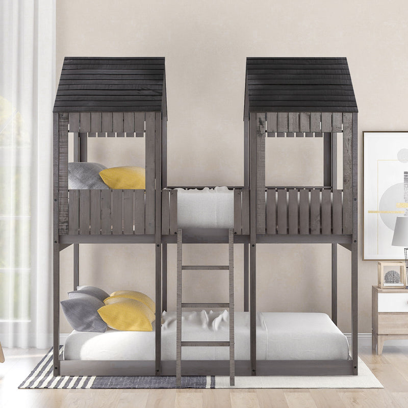 Bunk Bed With Roof, Window, Guardrail, Ladder - R&R Furniture Gallery (Fountain Valley, CA)