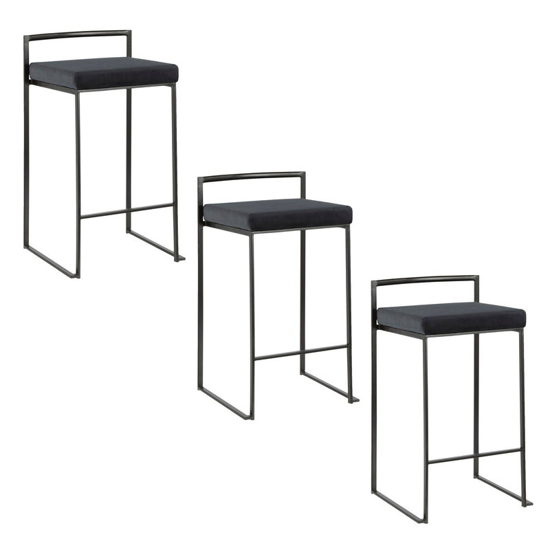 Lumi Source Fuji contemporary style stackable counter stool set with sleek modern design and wooden legs.