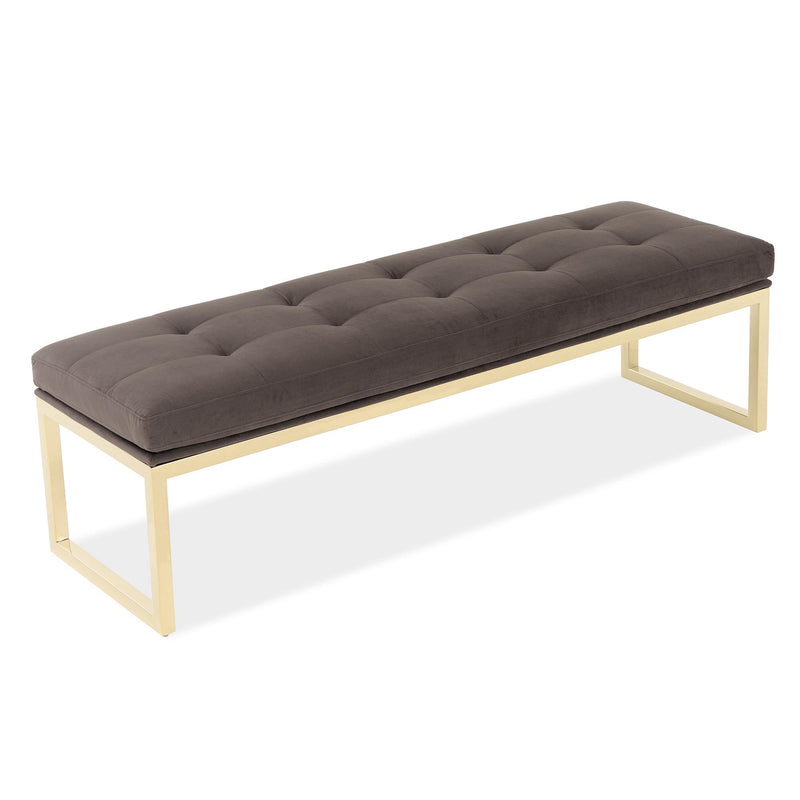 Signature Beds & Benches - Dahlia Velvet Accent Bench - Chocolate / Gold - R&R Furniture Gallery (Fountain Valley, CA)