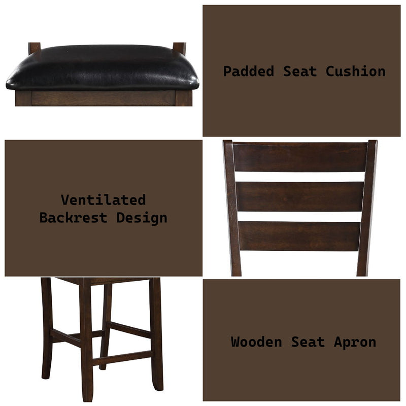 Urbana - Counter Height Chair (Set of 2) - Black Synthetic Leather & Espresso - R&R Furniture Gallery (Fountain Valley, CA)