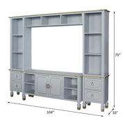 House Marchese - Entertainment Center - Gold Trim & Pearl Gray - R&R Furniture Gallery (Fountain Valley, CA)