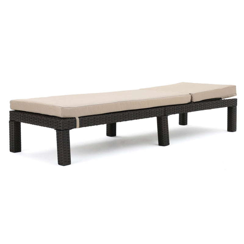 Puerta - Chaise Lounge Frame Cushion Outdoor Wicker Iron - Beige / Dark Brown - R&R Furniture Gallery (Fountain Valley, CA)