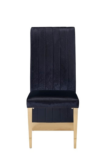 Keisha - Modern Black Velvet and Gold Dining Chair Set of 2 — view 2