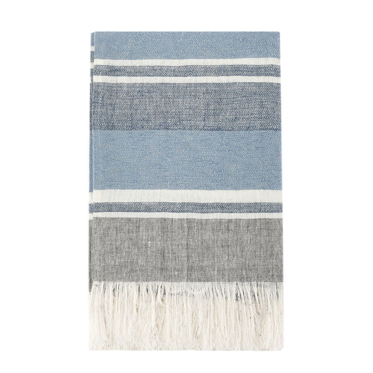 Classic Home Lima throw in Capri Blue and dark gray, soft woven blanket with a cozy, stylish design perfect for home decor.