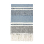 Classic Home Lima throw in Capri Blue and dark gray, soft woven blanket with a cozy, stylish design perfect for home decor.