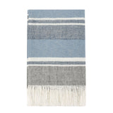 Classic Home Lima throw in Capri Blue and dark gray, soft woven blanket with a cozy, stylish design perfect for home decor.