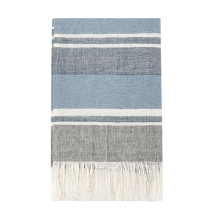 Classic Home Lima throw in Capri Blue and dark gray, soft woven blanket with a cozy, stylish design perfect for home decor.