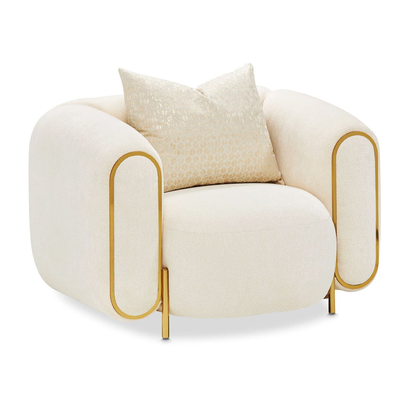 Sassani - Accent Chair - Crepe / Gold - R&R Furniture Gallery (Fountain Valley, CA)