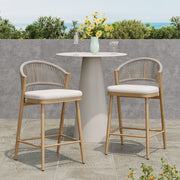 Outdoor 26" Counter Height Metal Frame Counter Stools With Scallop Shaped Backrest & Water Resistant Cushions - R&R Furniture Gallery (Fountain Valley, CA)