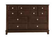 Ashford dresser in cappuccino finish by Glory Furniture, featuring multiple drawers and modern design for bedroom storage.