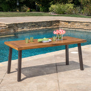 Della - Modern Industrial Dining Table With Acacia Wood Top - Teak - R&R Furniture Gallery (Fountain Valley, CA)