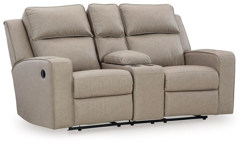 Lavenhorne - Dbl Rec Loveseat W/Console - Pebble - R&R Furniture Gallery (Fountain Valley, CA)