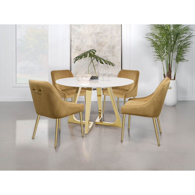 Imani - Round Marble Dining Table - Gold