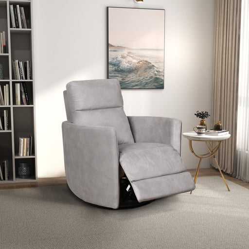 Lawson - Swivel Glider Suede Recliner Chair - Latte - R&R Furniture Gallery (Fountain Valley, CA)