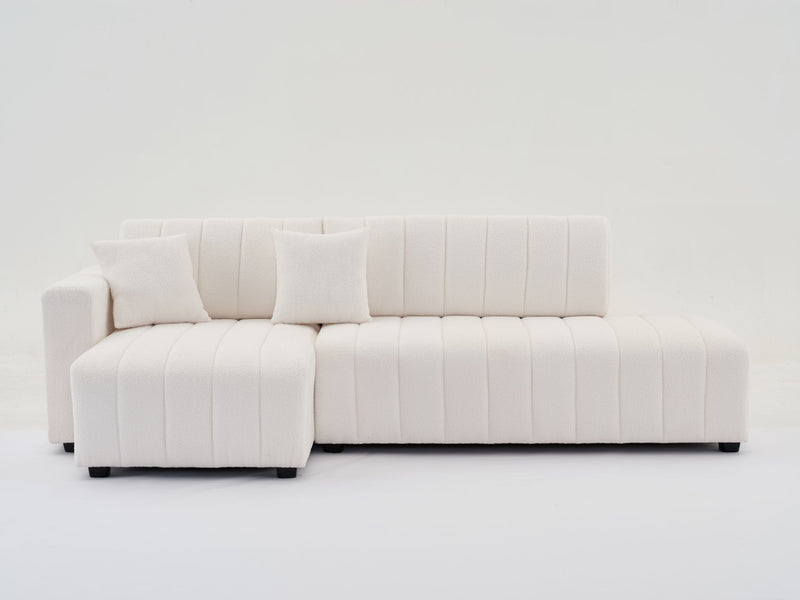 Urban Retreats Jessica lamb wool sectional sofa with chaise, versatile stationary sectional in cozy, plush fabric with modern design