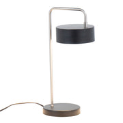 Lumi Source Puck contemporary table lamp with nickel finish and black base, modern design on a sleek surface.