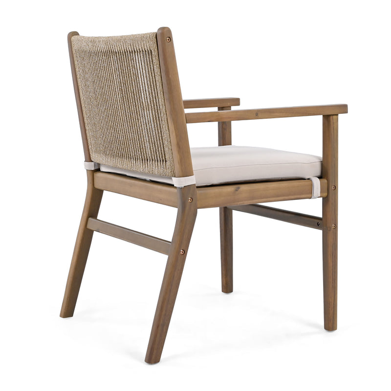 Outdoor Acacia Wood Patio Dining Armchair (Set of 2) - R&R Furniture Gallery (Fountain Valley, CA)