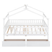 DreamHaus house bed with storage drawers, featuring a cozy house-shaped design and two spacious drawers underneath for extra storage.