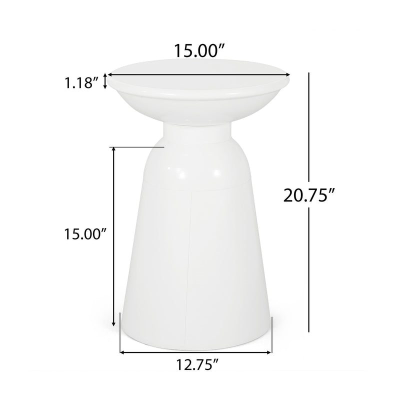 Modern outdoor metal end table by Noble House with a sleek design, perfect for patio or garden decor.